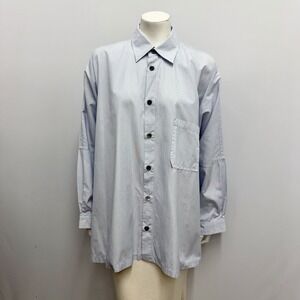Shirin Guild 100% Cotton Striped Shirt Top Blue and White Made in Ireland L